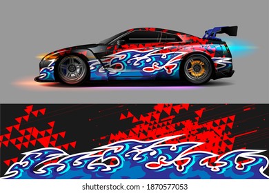 Vehicle vinyl wrap design with sporty abstract background