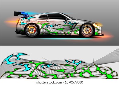 Vehicle vinyl wrap design with sporty abstract background