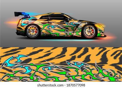 Vehicle vinyl wrap design with sporty abstract background