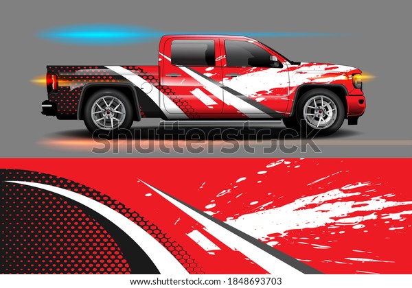 Vehicle\
vinyl wrap design with sporty abstract\
background