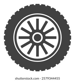 Vehicle wheel vector icon. Auto tire and metal rim vector concept sign