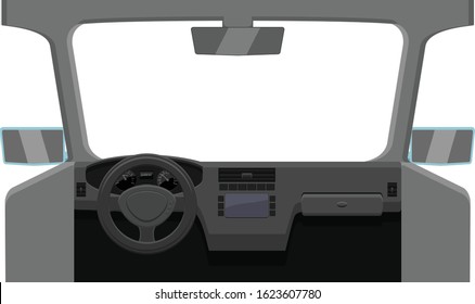 Vehicle windshield and dashboard vector illustration