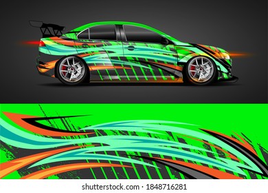 vehicle wrap and vinyl sticker design with racing abstract background