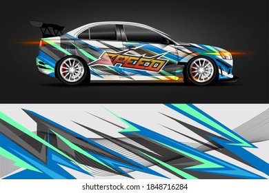 vehicle wrap and vinyl sticker design with racing abstract background
