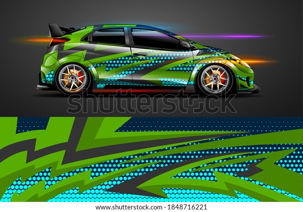 vehicle wrap and vinyl sticker design with\
racing abstract\
background