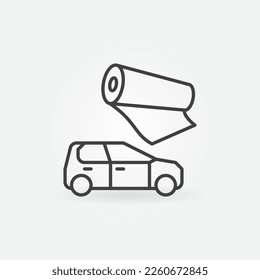 Vector de envolvimiento de vehículos Icono o símbolo del concepto de desconexión de coches en línea delgada