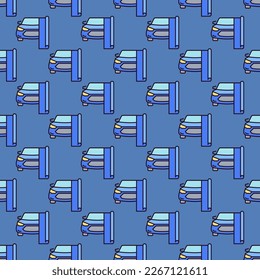 Vector de envolvimiento de vehículos Concepto de desconexión de coche Patrón creativo ininterrumpido azul