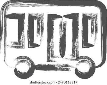 Vehicle-related brush-drawn single illustration bus