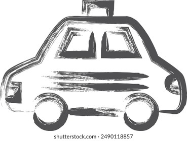 Vehicle-related brush-drawn single illustration police car