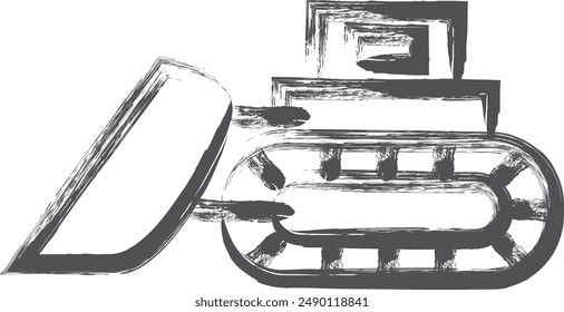 Vehicle-related single brush illustration bulldozer