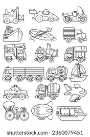 Vehicles 2D set. Vector of car