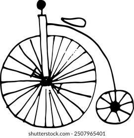 vehicles bicycle, moped, scooter and their parts, black and white hand drawing, vector