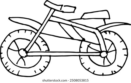 vehicles bicycle, moped, scooter and their parts, black and white hand drawing, vector