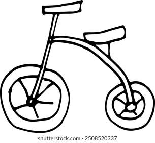 veículos bicicleta, ciclomotor, scooter e suas partes, desenho de mão preto e branco, vetor