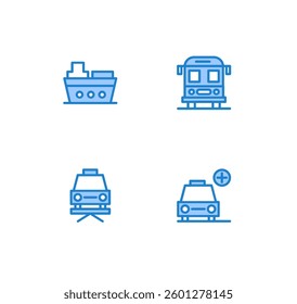 Vehicles blue color icon pack