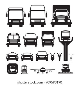 Vehicles, Cars and Transportation in Front View, Silhouette, Mode of Transport, Public and Mass