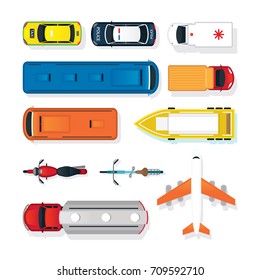 Vehicles, Cars and Transportation in Top or Above View, Mode of Transport, Public and Mass