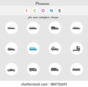 Vehicles color icon for web sites and user interface