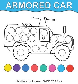 vehicles dot marker coloring page 