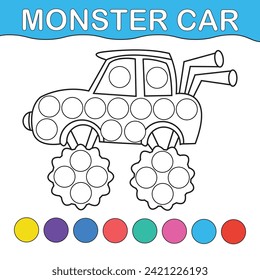vehicles dot marker coloring page 