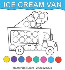 vehicles dot marker coloring page 