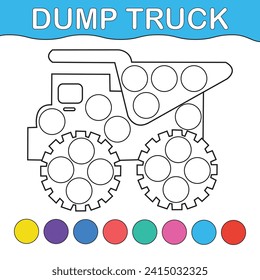 vehicles dot markers coloring page 