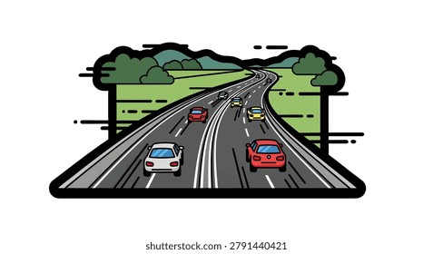 Vehicles driving on a motorway