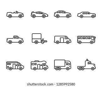 Vehicles icon set svg