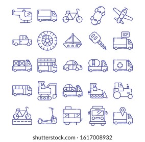 Vehicles icon set design, Transportation travel trip urban motor speed fast automotive and driving theme Vector illustration