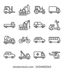 Vehicles icon set vector illustration