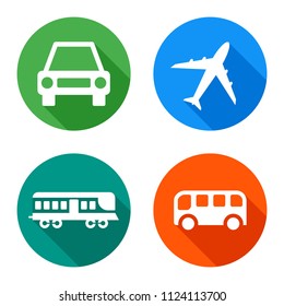 Vehicles icons set, isolated on white background, vector illustration.