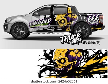 Abstrakter Grunge Race Stil Hintergrund mit Zombie Konzept für Auto, LKW, Vans Vinyl Aufkleber Verpackung