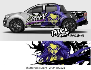 Fondo abstracto del estilo de la carrera del grunge con el concepto del zombi para el coche, el camión, las camionetas y la envoltura de la etiqueta engomada del vinilo