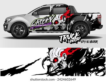 vehicles livery design vector. abstract grunge race style background with Zombie concept for car, truck, vans vinyl sticker wrap