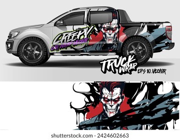 vehicles livery design vector. abstract grunge race style background with Zombie concept for car, truck, vans vinyl sticker wrap