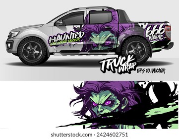 Abstrakter Grunge Race Stil Hintergrund mit Zombie Konzept für Auto, LKW, Vans Vinyl Aufkleber Verpackung