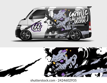vehicles livery design vector. abstract grunge race style background with Zombie concept for car, truck, vans vinyl sticker wrap