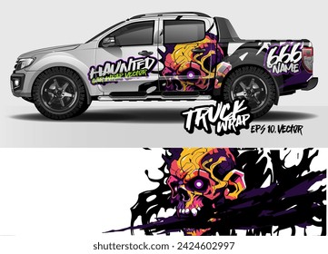 vehicles livery design vector. abstract grunge race style background with Zombie concept for car, truck, vans vinyl sticker wrap