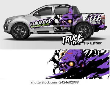 Abstrakter Grunge Race Stil Hintergrund mit Zombie Konzept für Auto, LKW, Vans Vinyl Aufkleber Verpackung