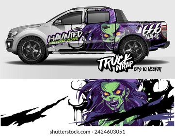 Abstrakter Grunge Race Stil Hintergrund mit Zombie Konzept für Auto, LKW, Vans Vinyl Aufkleber Verpackung