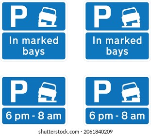 Vehicles may be parked partially on the verge or footway during the period indicated, road signs in the United Kingdom