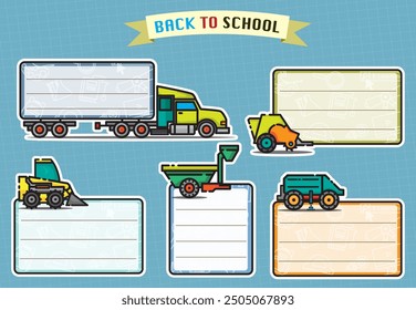 Vehicles Notebook Label, School Book Label.