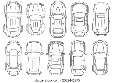 Vehicles Planing Architectural Entourage Set Sedan Stock Vector ...