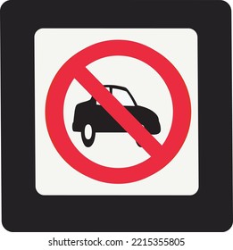 Fahrzeuge sind verboten Symbol für Vektorsymbol mit Zeichen für Ausrufezeichen einzeln auf weißem Hintergrund