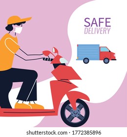 vehicles for safe courier delivery vector ilustration desing