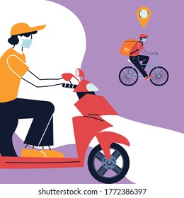 vehicles for safe courier delivery vector ilustration desing