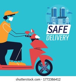 vehicles for safe courier delivery vector ilustration desing