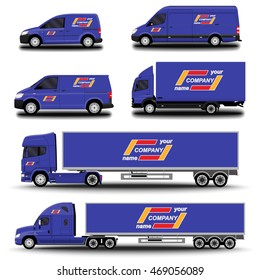 Vehicles set. Cargo Truck and Van