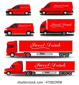 Vehicles set. Cargo Truck and Van