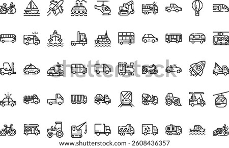 Vehicles and transport icons High-Quality Vector Icons Collection with Editable Stroke. Ideal for Professional and Creative Projects